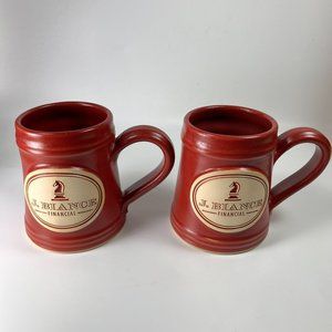 Grey Fox Pottery Coffee Mug Cup Stoneware J Biance Financial Lot of 2